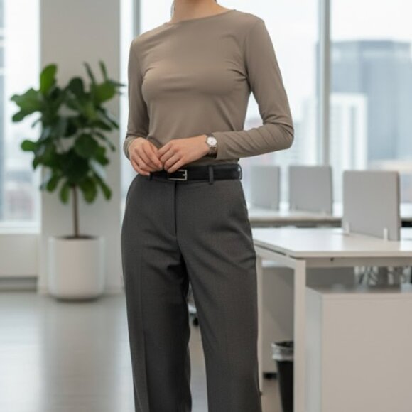 Dynamite Form-Fitted Long Sleeve Cropped Top - Taupe | Size M - Picture 1 of 7